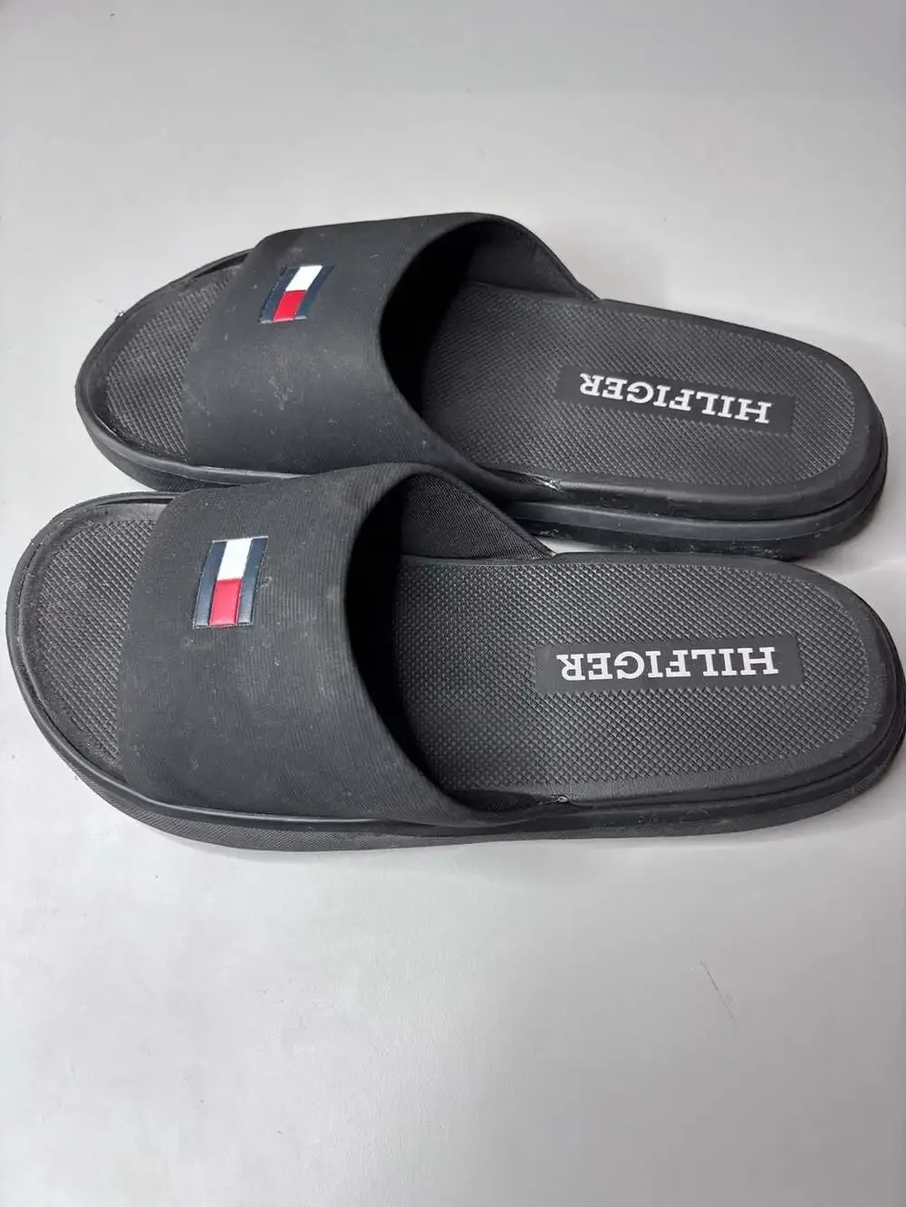 Tommy Hilfiger Men's Marmo Logo Slide Sandals in Black size 9